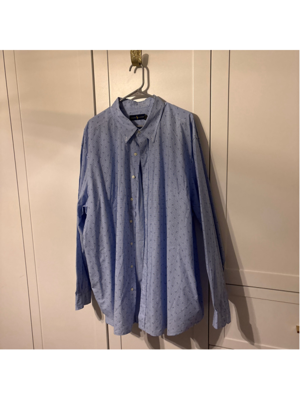 Men's Ralph Lauren Casual Button Down Shirt 3XL Blue White Anchor Print